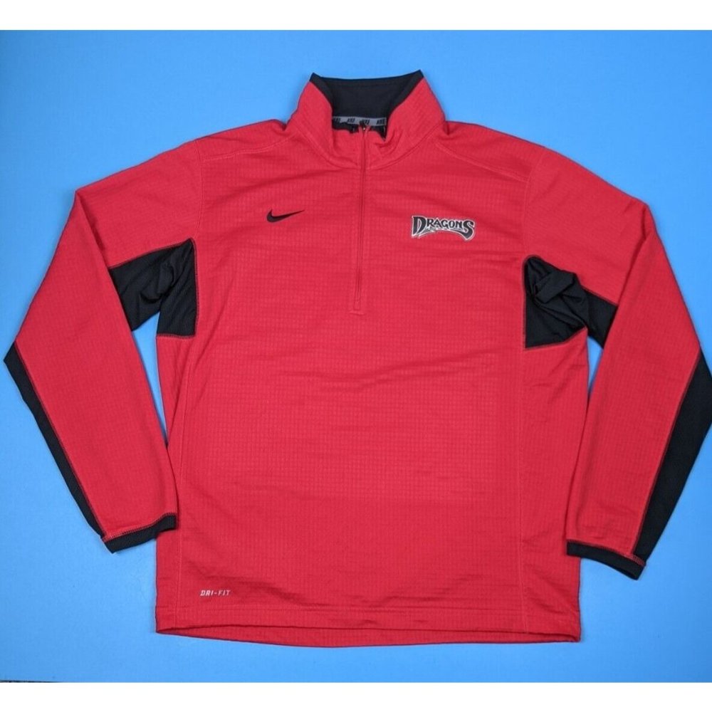 Nike 1/2 Half Zip Dri-Fit Men's Training Top Pullover Textured Dragons Red Large